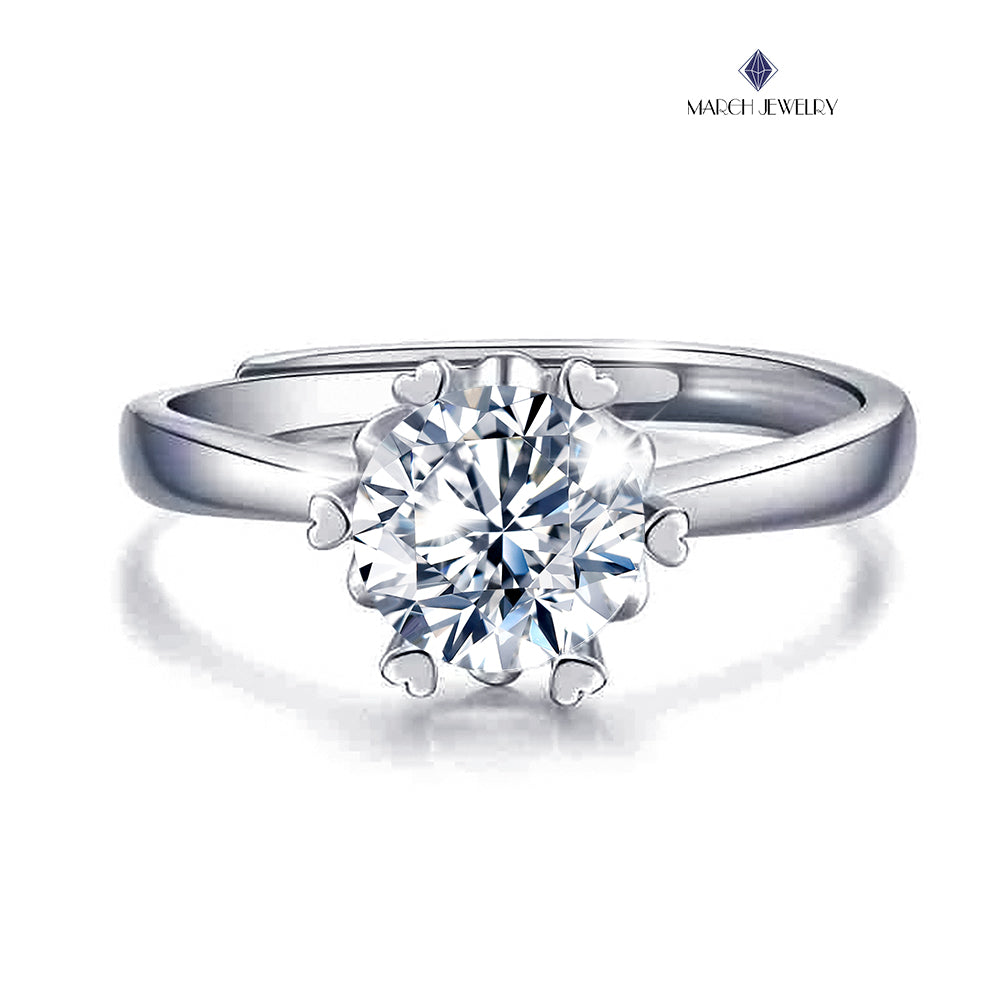 A-92 Snowflake Mosang Diamond Ring, Free Shipping
