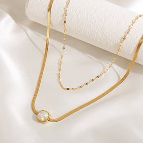 Titanium Steel With Diamond Clavicle Chain Women's Multi-layer Twin Necklace