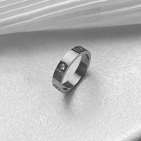 Love Diamond-Studded Titanium Steel Couple Ring